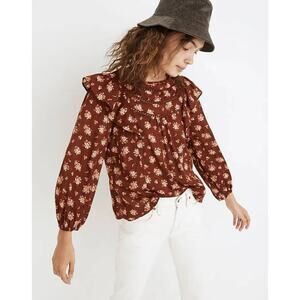 Madewell Tops Homestead Bouquet Size Medium NEW Ladder Trim Ruffle Cotton Blouse
